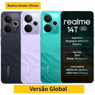 Realme 14T 5G Smartphone 256GB Armazenamento+8GB RAM,Snapdragon6 Gen4,Bateria 6000mAh,Versão Global