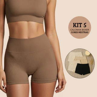 Kit 5 Calcinhas Boxer Sem Costura Cueca Feminina Poliamida Importada Short Confortavel Não Marca