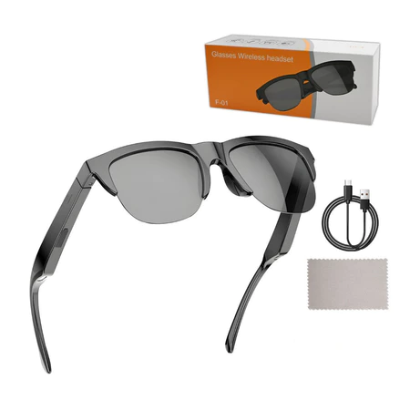 Óculos Inteligente Bluetooth com Áudio Integrado F-01 | Som Open-Ear, Microfone, Proteção UV, Carregamento Tipo-C fang