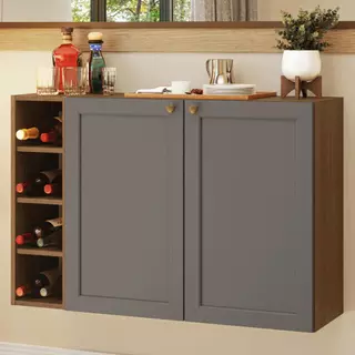 Buffet Aparador com Adega 100cm 2 Portas Rustic/Cinza Vik Madesa 16 em Oferta na Shopee