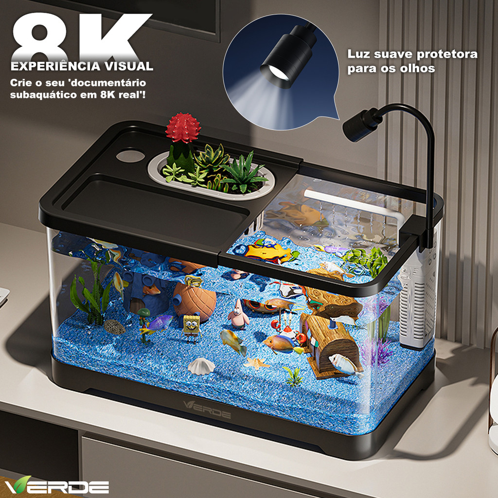 Aquário 65L (61×36×30cm) E 20L (47,6×21×21cm) C/ Led, Bomba E Acessórios
