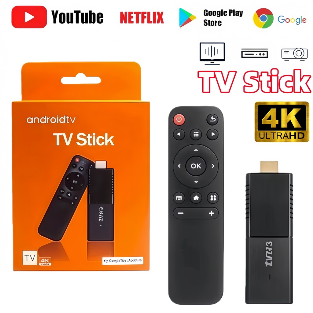 Stick 4K Ultra HD Sistema Android- 512GB+1TB, Controle por Voz Bluetooth, Wi-Fi 5G, HDMI