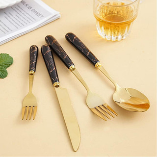 Kit 24 peças Talheres Colher Garfo Faca aço inoxidável de luxo  (Sem Suporte) Para Casa e Catering de Hotel — foto 8 — Achou Levou Brasil