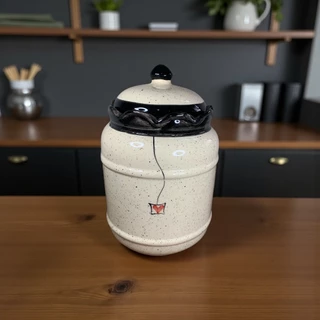 Pote Grande de Mantimentos de 3 Litros Feito de Cerâmica Decorado