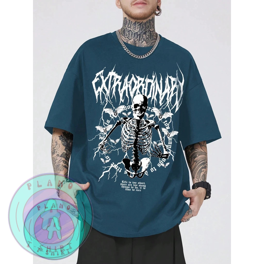 Camiseta Esqueleto Extraordinary Qualidade Algodão Unissex Lançamento Gotico Emo Dark Goth Temos Plus Size Envio Rapido