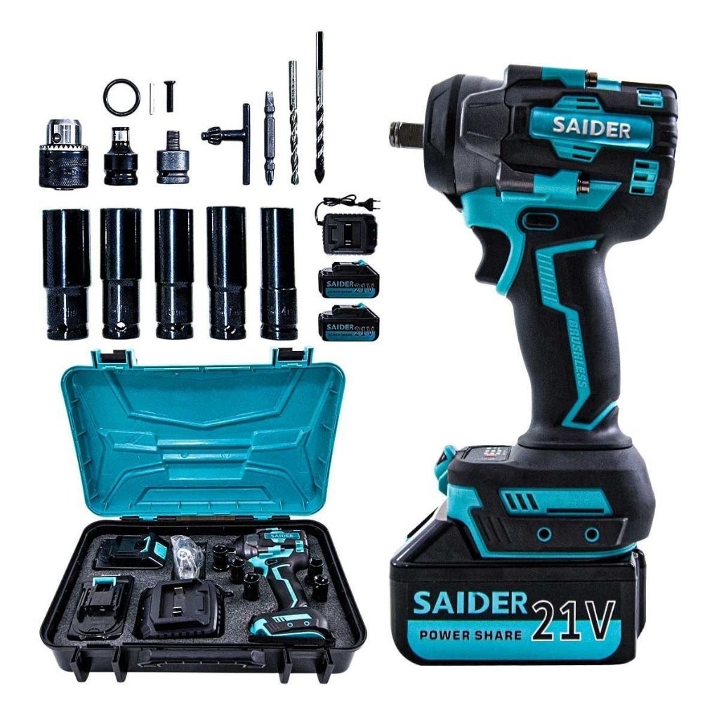 Parafusadeira e Chave de Impacto Sem Fio 21V Brushless 550Nm Saider ...
