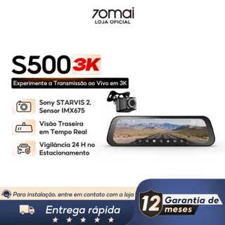 Câmera Veicular 70mai S500 9.35" IPS Tela 3k 2592x1944P HDR Sony Starvis 2 138° APP Controlo por Voz Supercapacitor em Oferta na Shopee