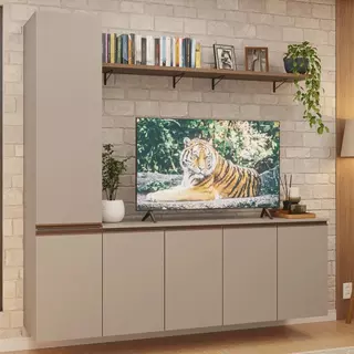 Rack Suspenso para TV até 70 Polegadas + Prateleira 200cm Nice Madesa 01 em Oferta na Shopee