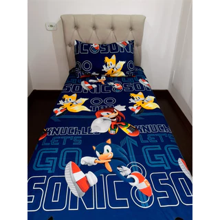 Jogo de Lençol Infantil Com Fronha Sonic Barbie Homem Aranha Stitch