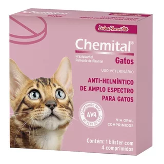 Vermífugo Chemital Chemitec para Gatos - Embalagem com 4 Comprimidos em Oferta na Shopee