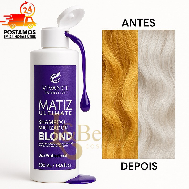 Shampoo Matizador 300ml ROXO P/ Cabelos Loiros Platinados e Amarelados ...