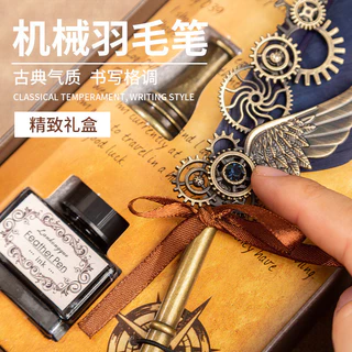 Kit de Caneta Steampunk com Suporte e Mapa – Perfeito para Presentear