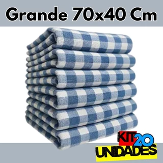 Kit 20 Pano De Chão Xadrez 70x40 Cm Saco Duplo Grande Pano de Limpeza 100% Algodão Atacado