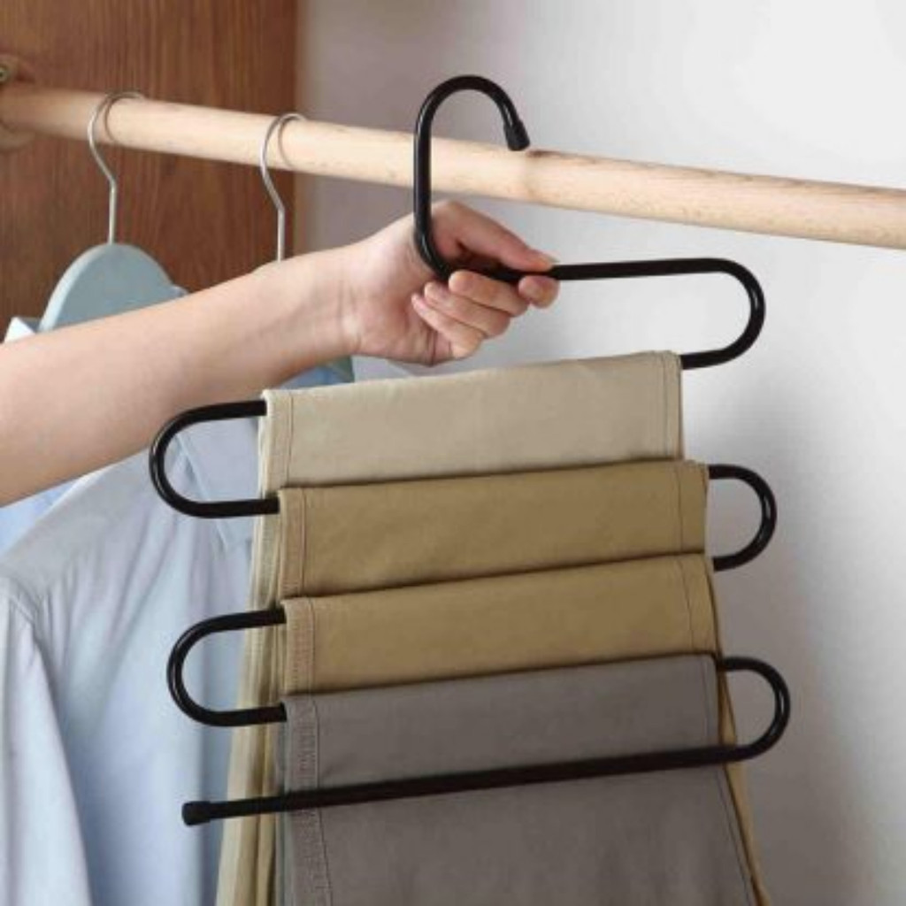 Cabide Para Calcas Em Inox Com 5 Divisorias Multifuncional | Shopee Brasil