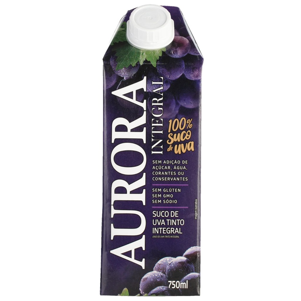 SUCO DE UVA AURORA TINTO INTEGRAL 750ML TP | Shopee Brasil