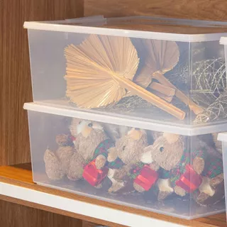 Caixa Organizadora Paramount 9 Litros Transparente Com Tampa e Travas Para Organização Diária em Oferta na Shopee