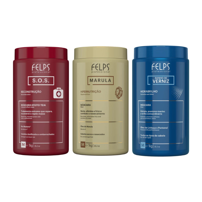 Kit Felps Professional Trio Cronograma Capilar (3 Produtos) | Shopee Brasil