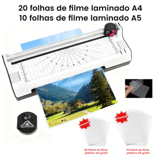 Plastificadora e Laminadora Portátil A4 e A5 127V +20 folhas de filme laminado A4 10 folhas de filme laminado A5