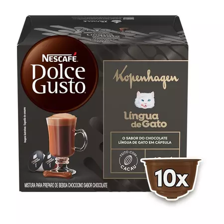 NESCAFÉ DOLCE GUSTO Chococcino Lingua de Gato Kopenhagen - 10 CÁPSULAS