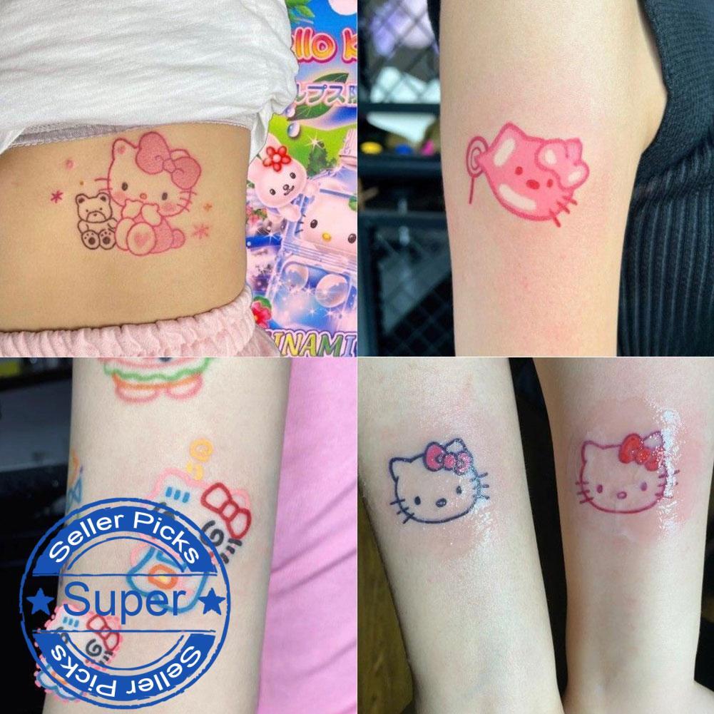Adesivo De Tatuagem Colorido Da Hello Kitty Dos Desenhos Animados Para ...