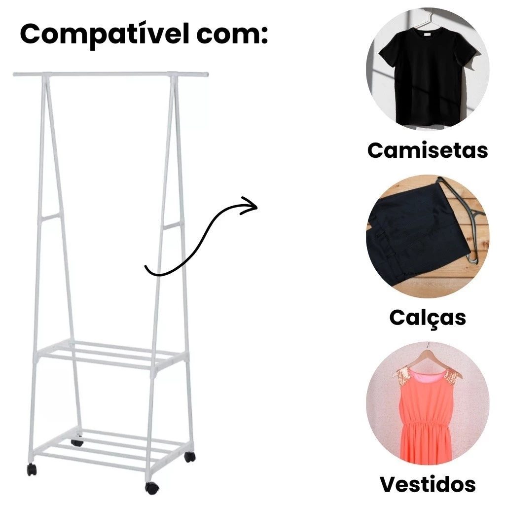 Arara de roupas com rodinha - vista 6