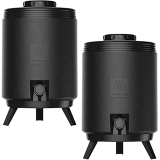 Kit 2 Garrafas Térmicas tipo Botijão 12 Litros Preto Termolar Maxitermo Torneira Pés Retráteis em Oferta na Shopee