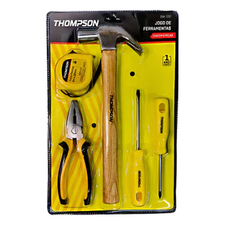 Kit Jogo Ferramentas Thompson 5 Peças Alicate Martelo Trena