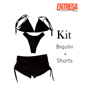 Kit Biquini Asa Delta Com Bojo e Short Suquini Amarração Lateral Conjunto Suplex em Oferta na Shopee