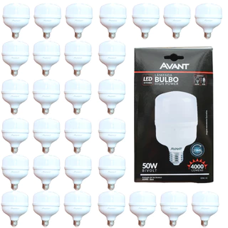 Kit 30 Lâmpada Bulbo HP 50W Luz Branco Frio 6500K Bivolt 127v 220v Iluminação Comercial em Oferta na Shopee