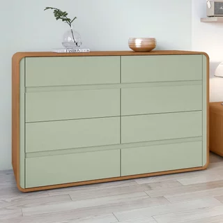 Cômoda 8 Gavetas 152x48x96cm Loop Amêndoa Clean/Salvia