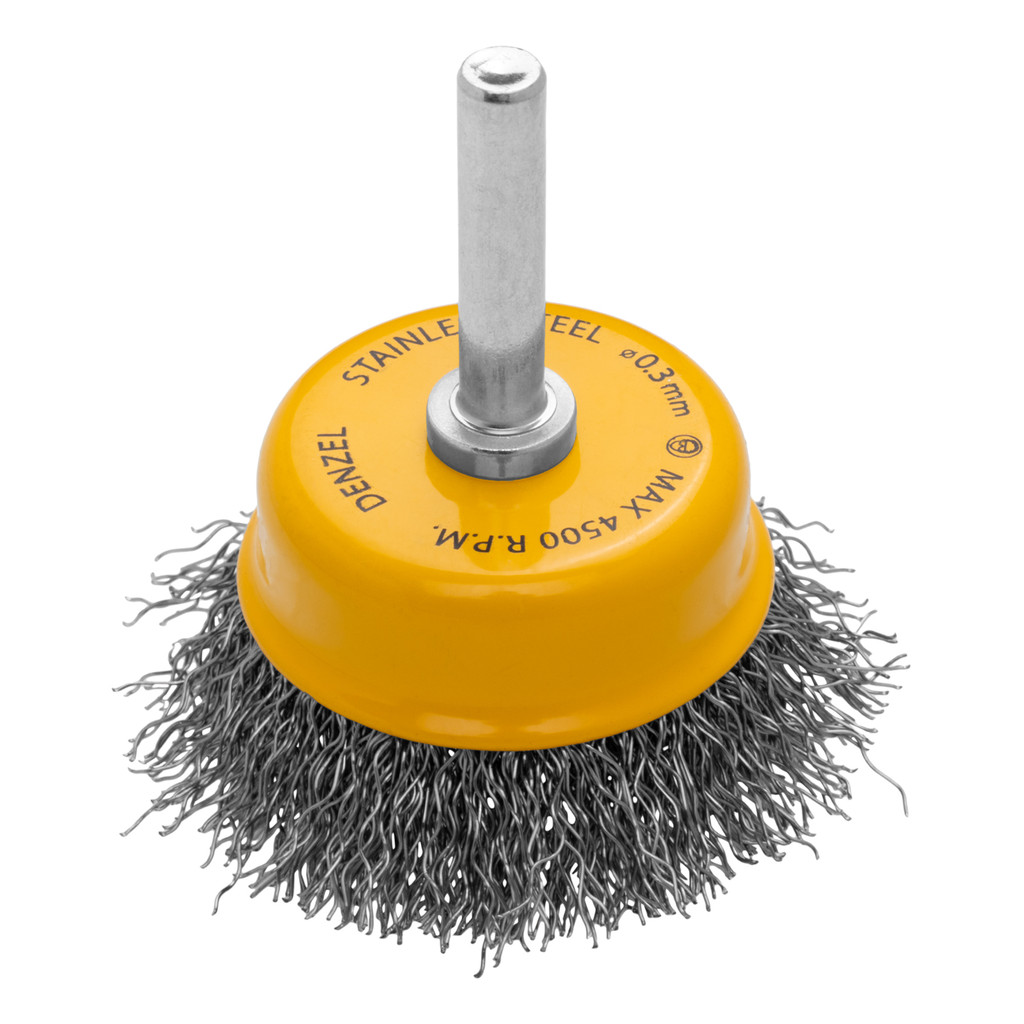 ESCOVA TIPO COPO 50 MM, COM HASTE DE 1/4 6 MM, FIOS ONDULADOS INOX DE 0 ...