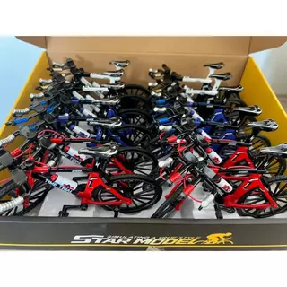Bicicleta Miniatura Mountain Slalom Preta Metal Escala 1:10
