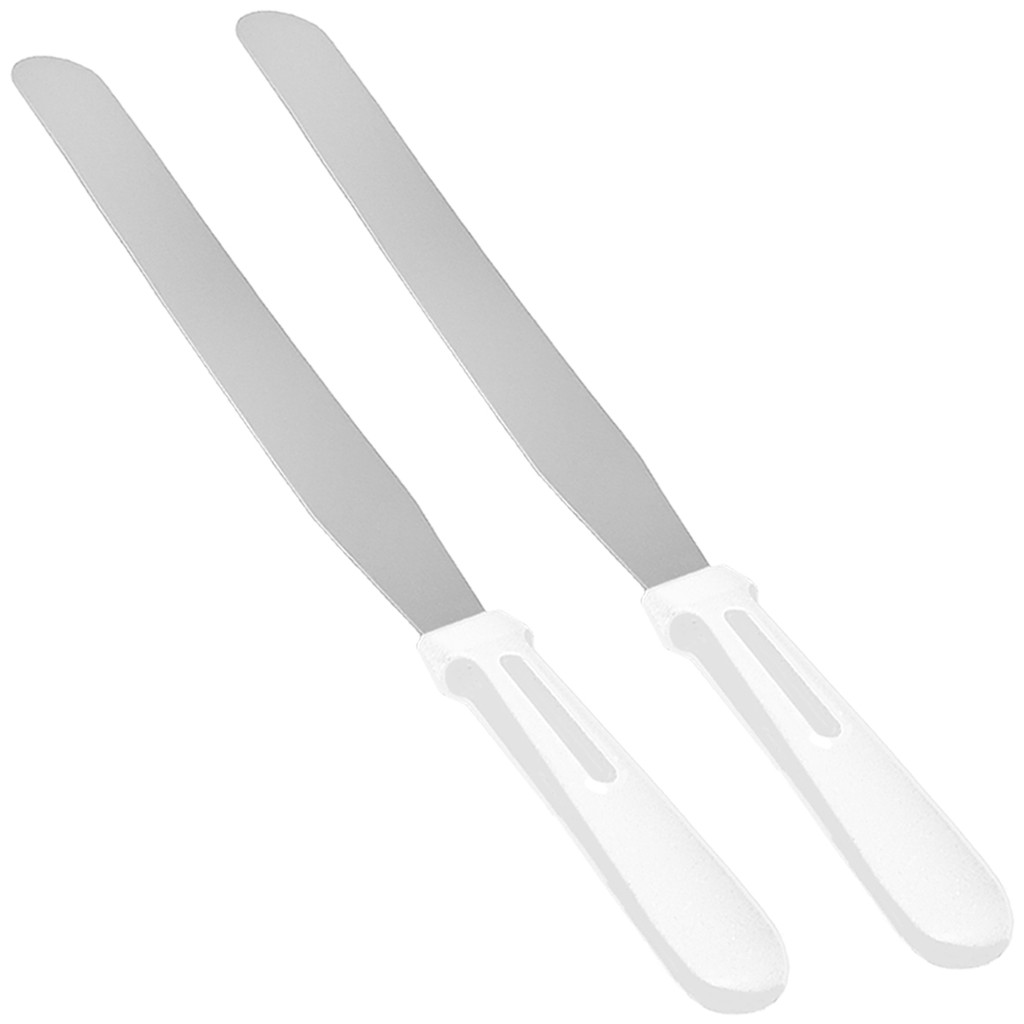Kit 2 Espátulas Confeiteiro Reta Em Aço Inox Para Bolos, Tor