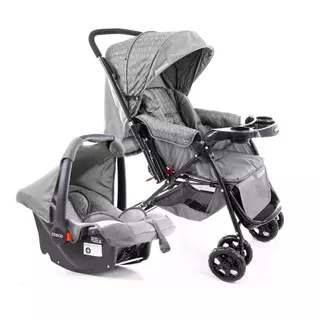 Carrinho de Bebe Travel System Duo Reverse Cinza Rajado com Bebê Conforto - Cosco Kids em Oferta na Shopee