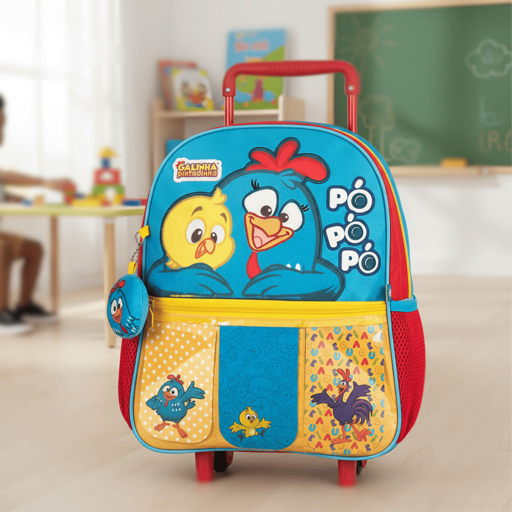 Mochila de rodinhas para crianças galinha pintadinha bolsa divertida ...