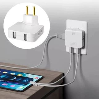 Tomada Adaptador Benjamin Dobrável 10A com 04 Entradas Duplo USB 10A REAL