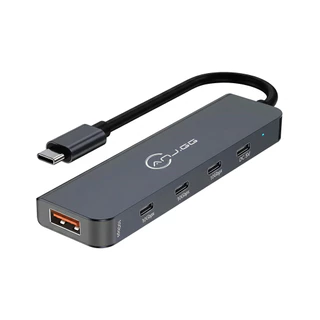 Hub USB-C 5 em 1 com 3 Portas Type-C 10Gbps, USB 3.0 e Entrada DC 5V – Adaptador para Notebook e PC