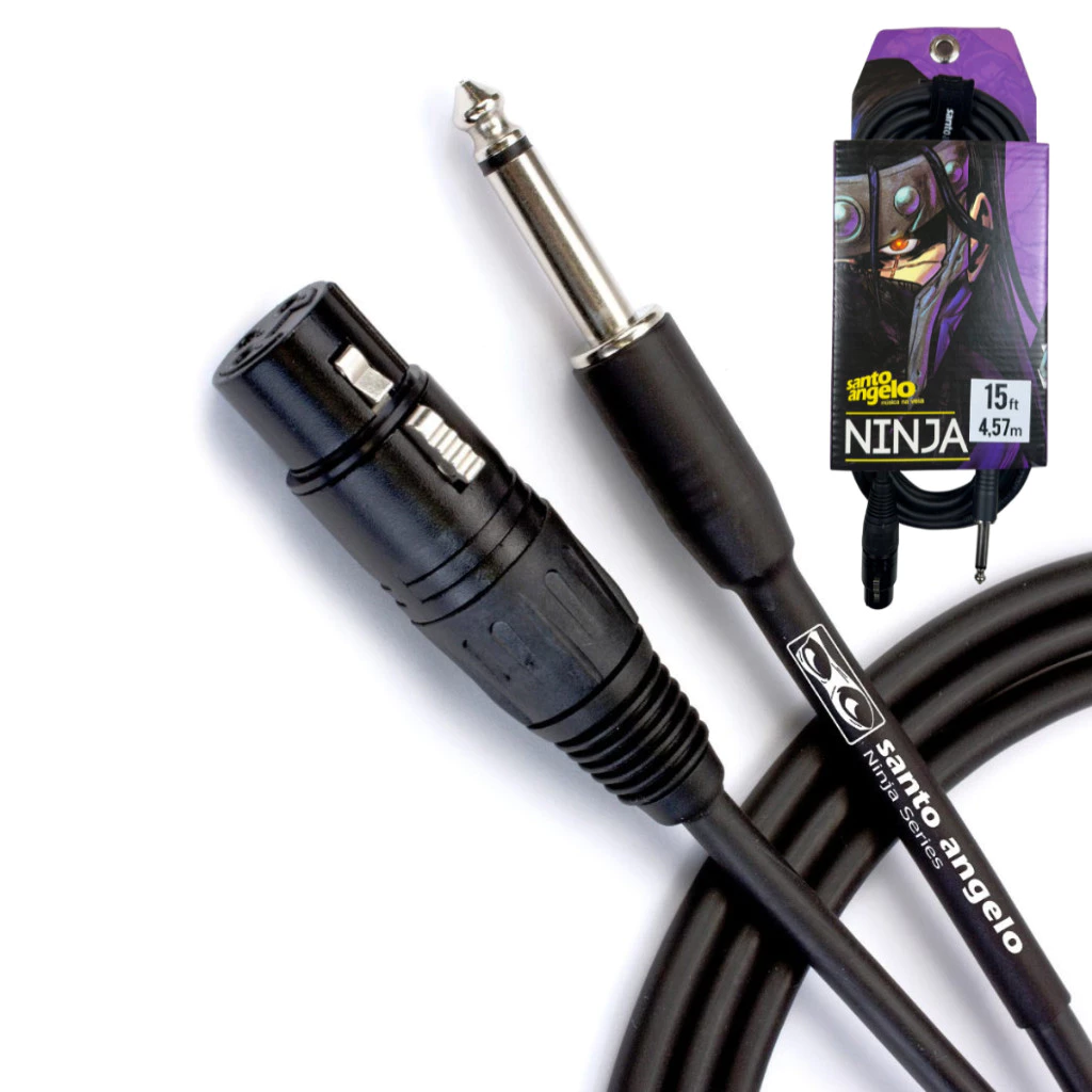 Cabo para Microfone Santo Angelo Ninja P10 Xlr Femea10ft a 30ft Hg 3,05m a 9,15m Blindado