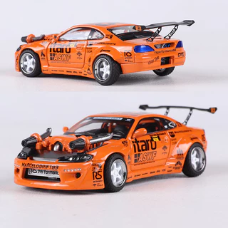 Carros fundidos [GT-M] Modelo YS 1: 64 Nissan S15 4.0 V8 Modificação de explosão de motor em liga de carro fundido coleç