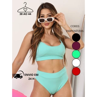 Bikini Cintura Alta Feminina Calcinha Hot Pants Forro Anarruga /Top com Bojo/Conjunto moda Praia Verão Tendencia 2026 em Oferta na Shopee