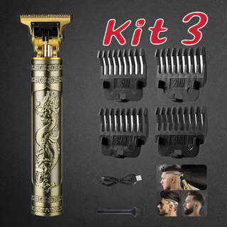 Kits 2 Máquina de Barbear e Cortar Cabelo Profissional Elétrica Recarregável USB LED Alta Qualidade