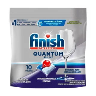 Detergente Finish para Lava Louças Tabletes Quantum 10,4g - Embalagem com 10 Unidades em Oferta na Shopee