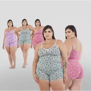 Kit 3 Pijama Verão Baby Doll PLUS SIZE Short Doll MICRO ESTAMPADO Feminino Noite Fresquinho em Oferta na Shopee