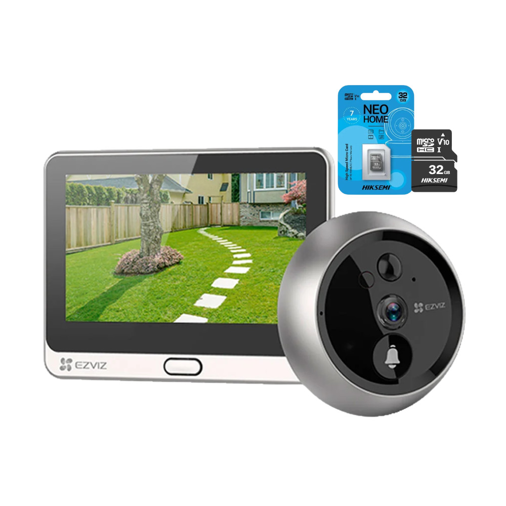 Smart Campainha Olho Magico Wifi Ezviz DP2C + Cartão 32GB