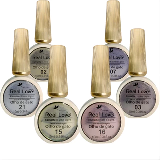 Kit 6 Esmalte Em Gel Refletivo Glitter Olho De Gato 10ml - Real Love em Oferta na Shopee