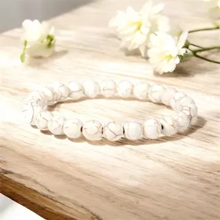 Pulseira Howlita Bege 8mm Natural Calma Tranquilidade Unisex