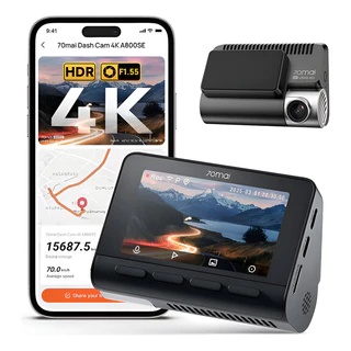 70mai A800SE Câmera Veicular Automotiva 4k Hdr 3'' Tela Gps ADAS Wifi Com App Visão Noturna Supercapacitor Suporta 512 G em Oferta na Shopee