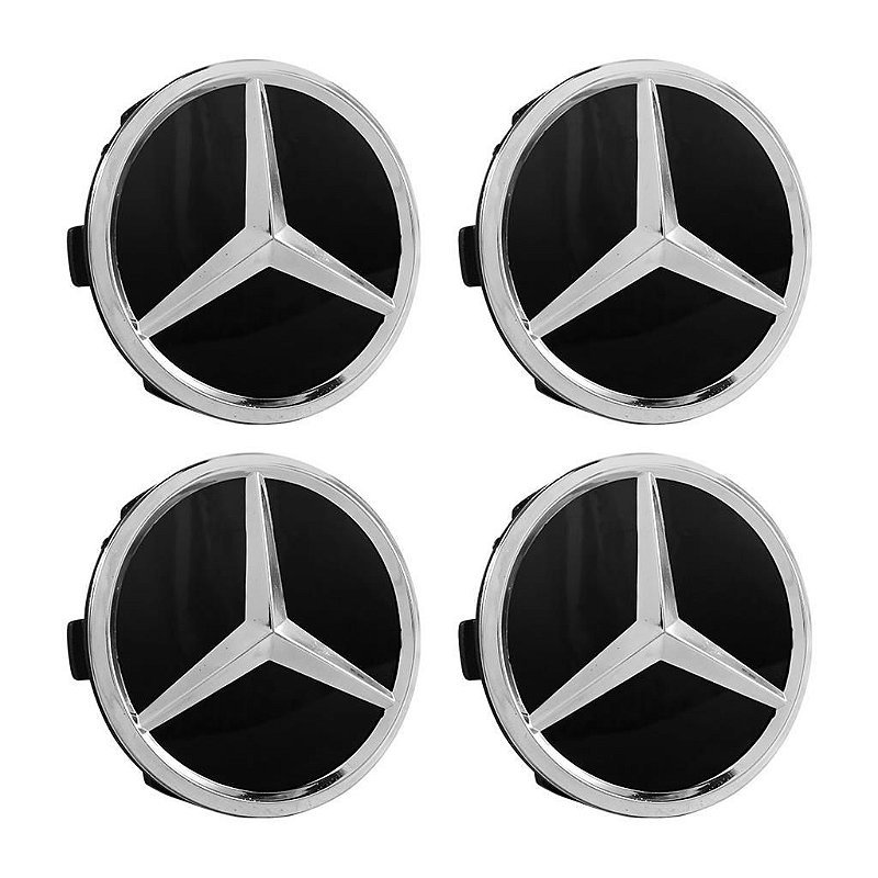 Jogo Calota Meio Roda Mercedes C180 C200 C250 Preto Brilho
