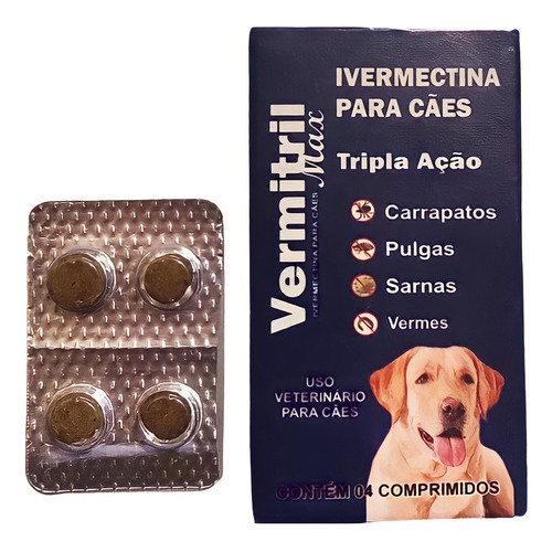Anti Pulgas E Carrapatos Para Cachorro 4 Comp. Mastigáveis 40-60kg ...