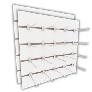 Painel canaletado + 20 ganchos 60x60 Branco mdf canelado em Oferta na Shopee